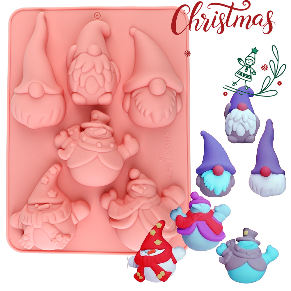 Candle Making Los Angeles - 6-delige siliconen bakvorm voor kerstgnome-cakes, geschikt