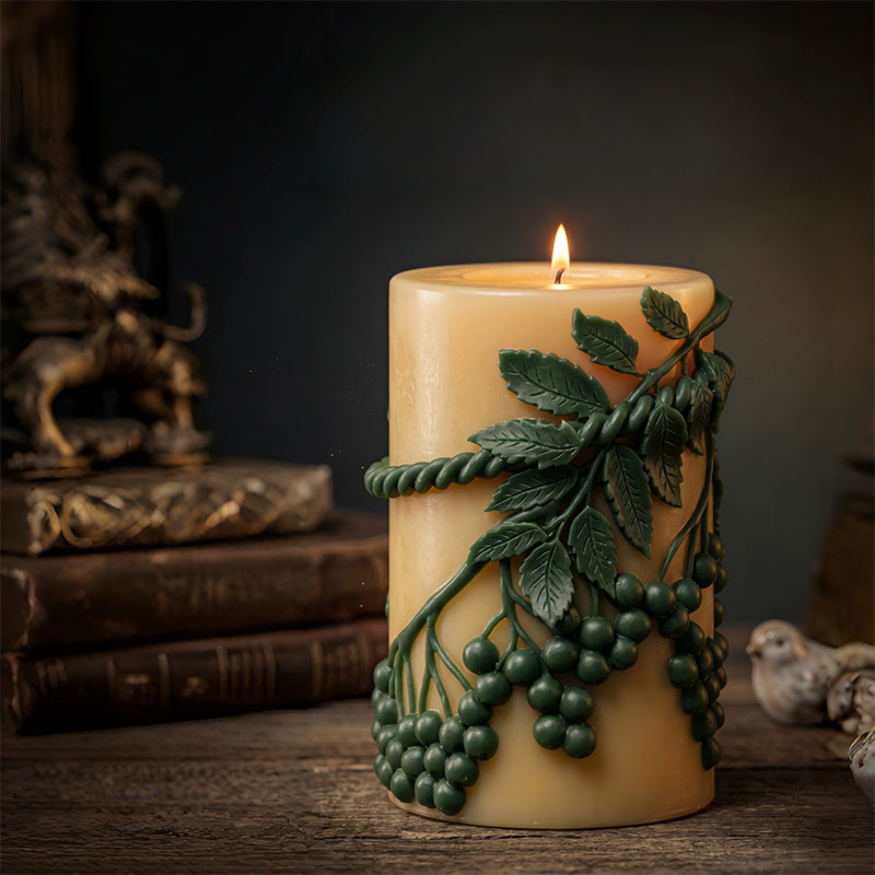 Candle Making Vinings - Vine Green Leaf Berry reliëfvormige kaars