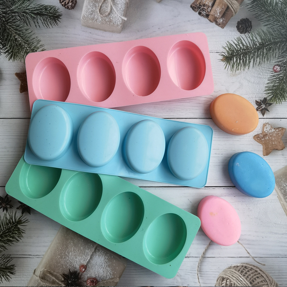 Candle Making Kits - 4-holtes ovale handgemaakte zeep siliconen mal