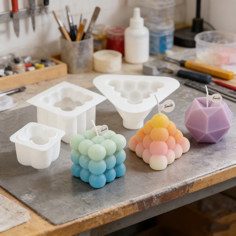 Candle Making Kits - 3D Bubbelkubus Siliconen Kaarsenvormen Set, Geometrische